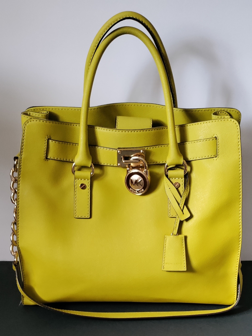 Michael Kors Hamilton Large Saffiano Leather Tote Apple Green